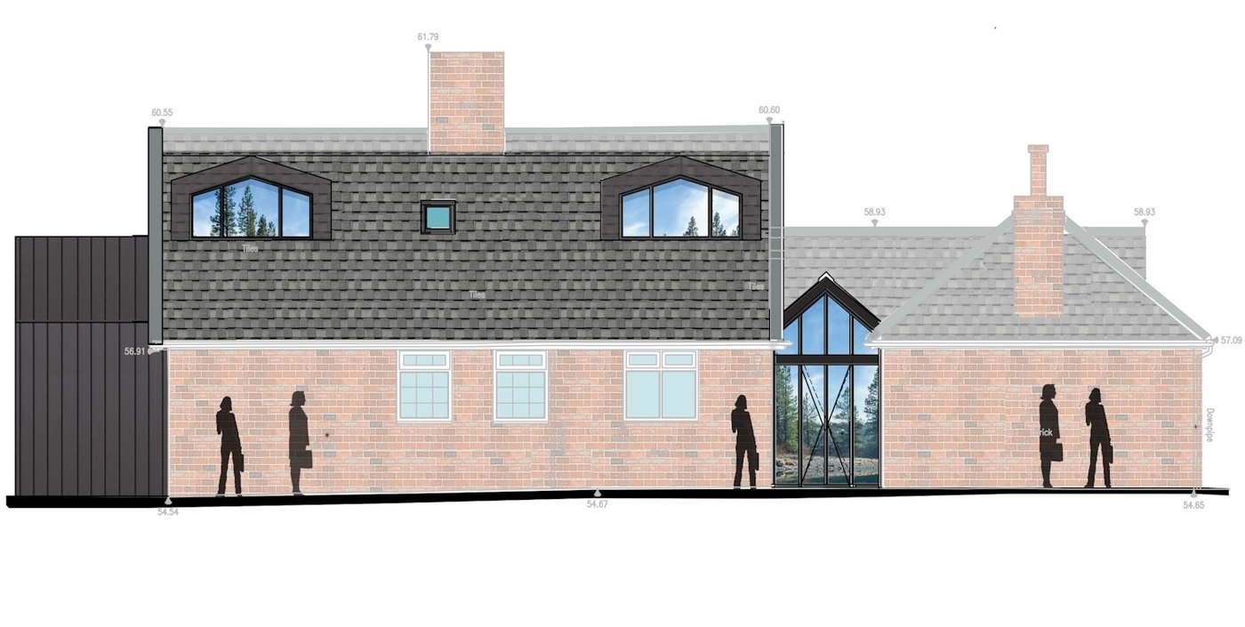 Bay Tree Cottage rear elevation drawing