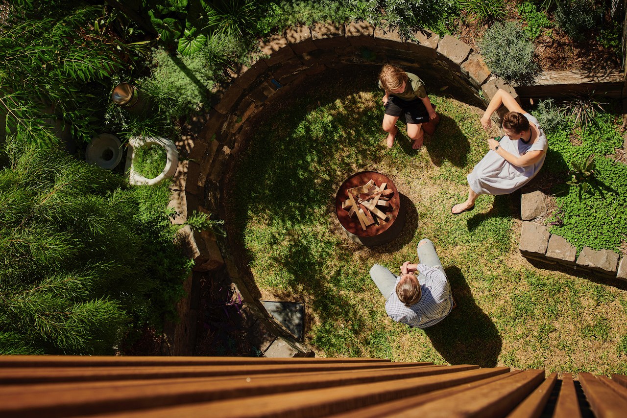 Lanes End aerial view over the courtyard garden