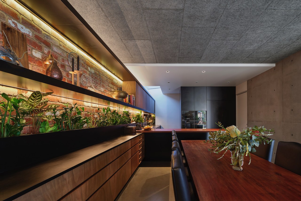 Lanes End kitchen with planted brick splashback