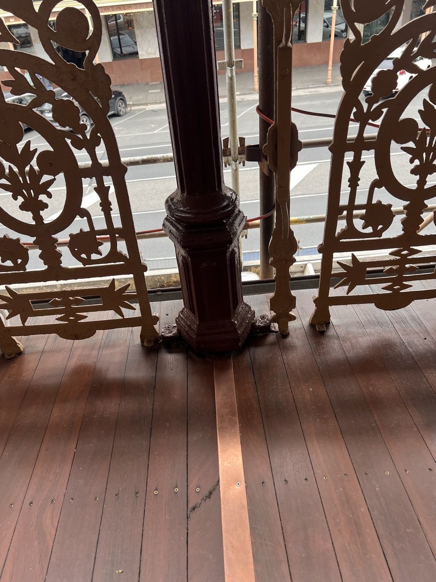 Old Colonist ornate cast iron balustrade detail